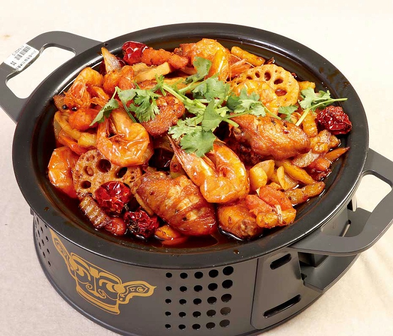 干锅鸡翅拼虾