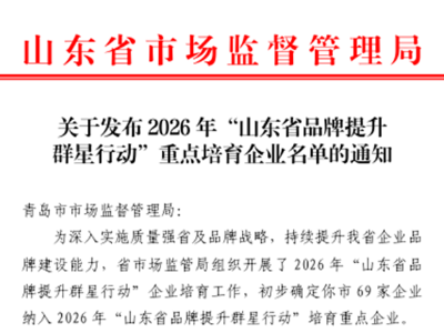 喜报｜青岛花帝食品入选 2026 “山东省品牌提升群星行动” 重点培育企业